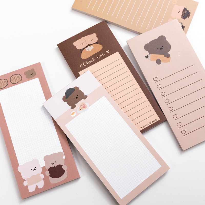 Office Stationery Supply List - Bloc-notes décoratif ours biscuit coréen mignon