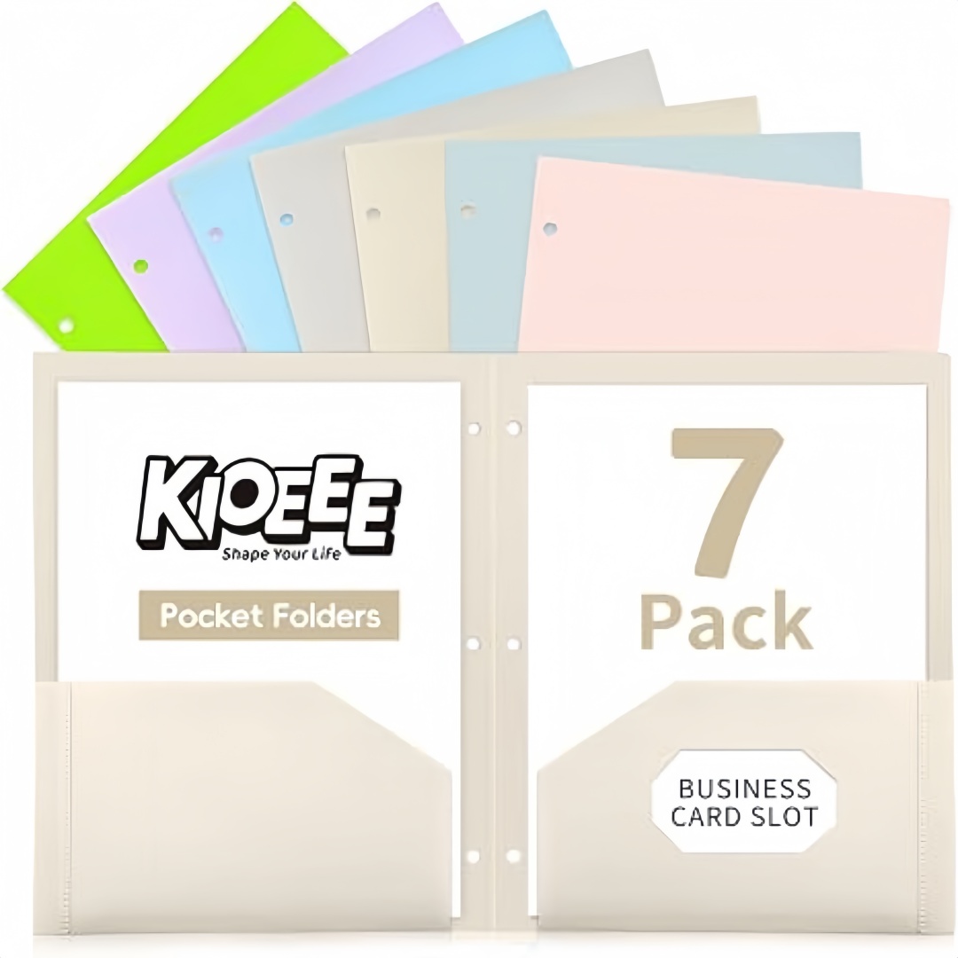 Paper Punch 3 Hole - Lot de 7 dossiers en plastique